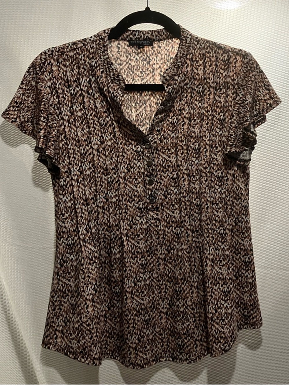 Ava & Grace Brown Speckled Short-Sleeve Blouse - Picture 1 of 7